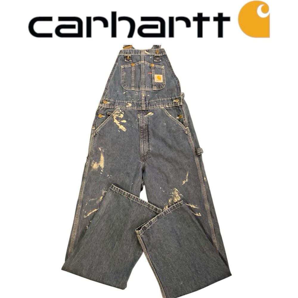 CARHARTT Carpenter Overalls Denim Jeans Bib Men’s 30X32 Jumpsuit Y2K Vintage